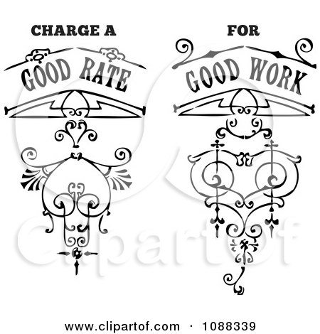 Clipart Black And White Charge A Good Rate For Good Work Vintage Business Slogan Design Elements - Royalty Free Vector Illustration by BestVector