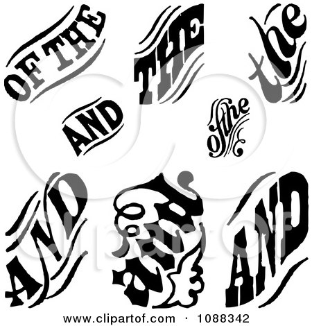 Clipart Black And White Vintage Word Design Elements - Royalty Free Vector Illustration by BestVector