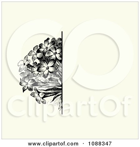 Clipart Vintage Black Flower Bunch And Beige Invitation Background - Royalty Free Vector Illustration by BestVector