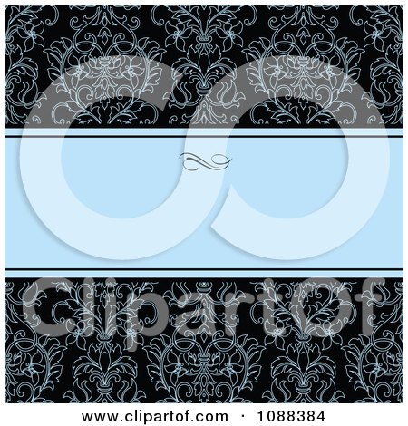 Clipart Blue Text Bar With Damask On Black - Royalty Free Vector Illustration by BestVector