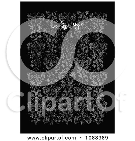 Clipart Distressed Black And White Damask Pattern Background - Royalty Free Vector Illustration by BestVector