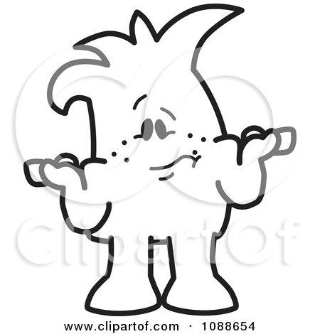 Clipart Confused Shrugging Squiggle Guy - Royalty Free Vector Illustration by Mascot Junction