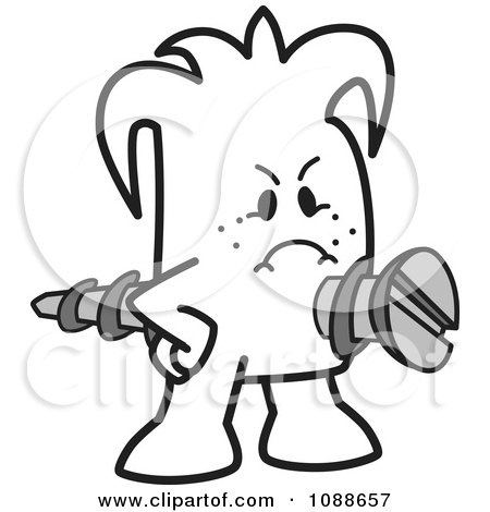 Clipart Squiggle Guy Getting Screwed - Royalty Free Vector Illustration by Mascot Junction