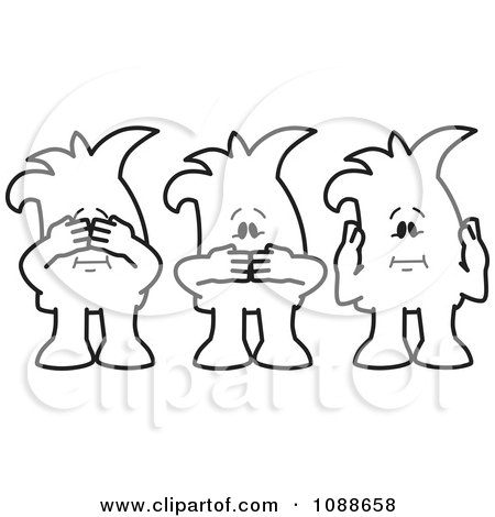 Clipart See No Speak No And Hear No Evil Squiggle Guys - Royalty Free Vector Illustration by Mascot Junction