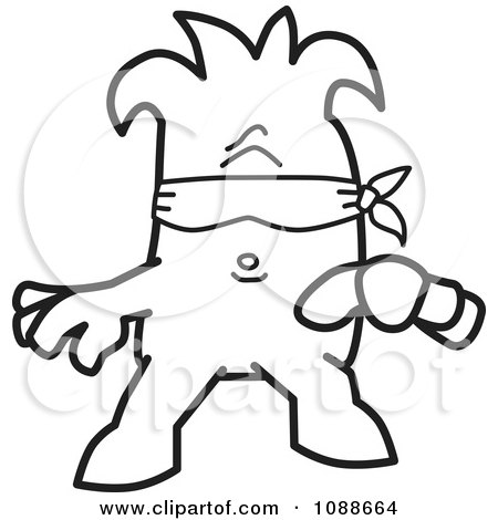 Clipart Squiggle Guy Blindfolded - Royalty Free Vector Illustration by Mascot Junction