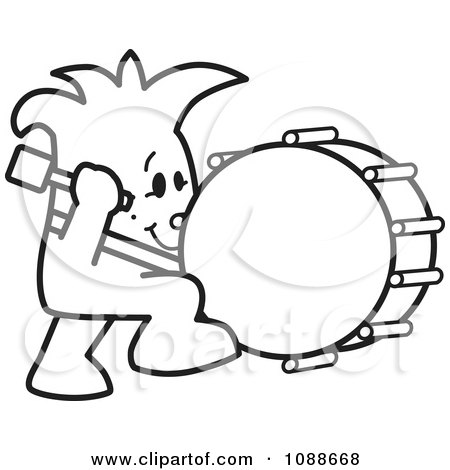 Clipart Squiggle Guy Stuck Beating The Drum - Royalty Free Vector Illustration by Mascot Junction