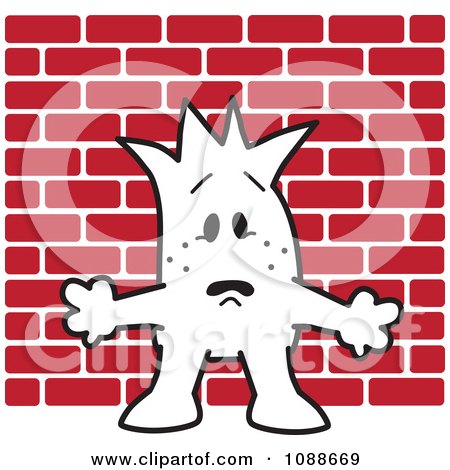 Clipart Squiggle Guy With His Back Up Against The Wall - Royalty Free Vector Illustration by Mascot Junction