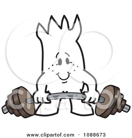 Clipart Squiggle Guy Lifting A Barbell - Royalty Free Vector Illustration by Mascot Junction
