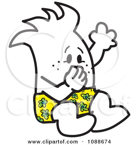 Clipart Squiggle Guy Jumping And Plugging His Nose - Royalty Free Vector Illustration by Mascot Junction