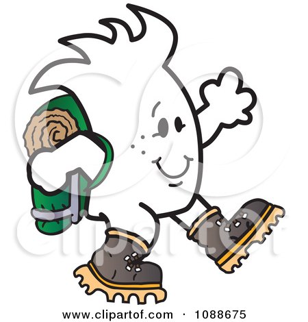 Clipart Squiggle Guy Hiking - Royalty Free Vector Illustration by Mascot Junction