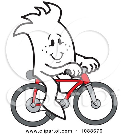 Clipart Squiggle Guy Riding a Bike - Royalty Free Vector Illustration by Mascot Junction