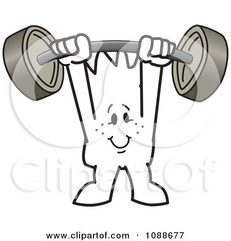 Clipart Squiggle Guy Holding A Barbell Above His Head - Royalty Free Vector Illustration by Mascot Junction