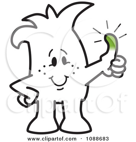 Clipart Squiggle Guy With A Green Thumb - Royalty Free Vector Illustration by Mascot Junction