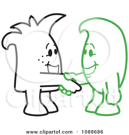 Clipart Squiggle Guys Shaking Hands - Royalty Free Vector Illustration by Mascot Junction