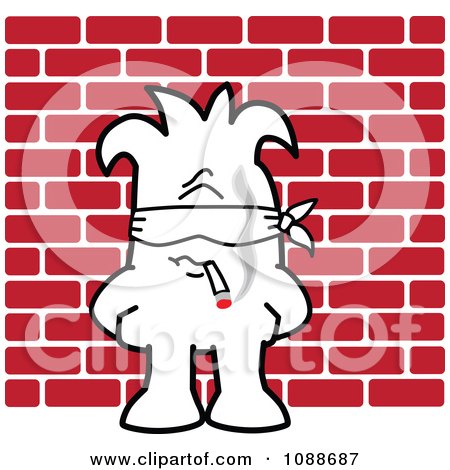 Clipart Squiggle Guy Lined Up For The Firing Squad - Royalty Free Vector Illustration by Mascot Junction