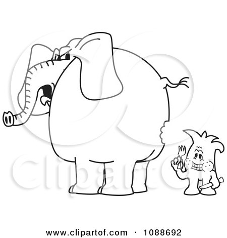 Clipart Squiggle Guy So Hungry Hes Eating An Elephant - Royalty Free Vector Illustration by Mascot Junction