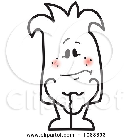 Clipart Embarassed Blushing Squiggle Guy - Royalty Free Vector Illustration by Mascot Junction