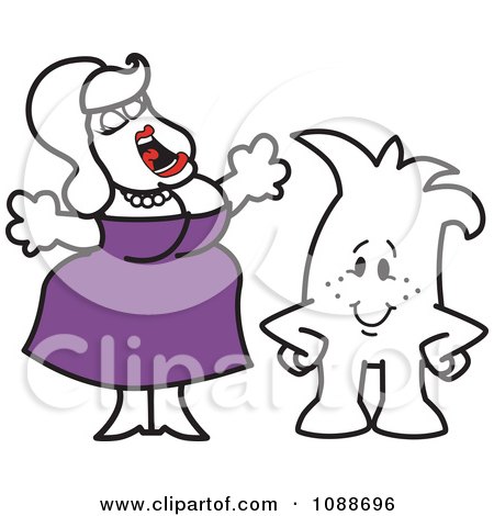 Clipart Squiggle Guy By A Fat Lady Singing - Royalty Free Vector Illustration by Mascot Junction