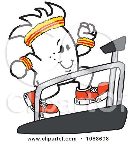 Clipart Squiggle Guy Running On A Treadmill - Royalty Free Vector Illustration by Mascot Junction