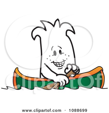 Clipart Squiggle Guy Rowing A Boat - Royalty Free Vector Illustration by Mascot Junction