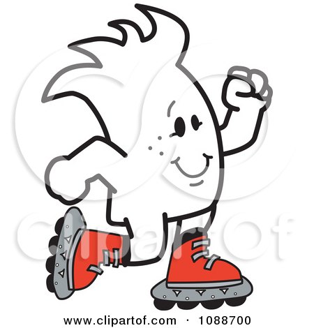 Clipart Squiggle Guy Roller Blading - Royalty Free Vector Illustration by Mascot Junction