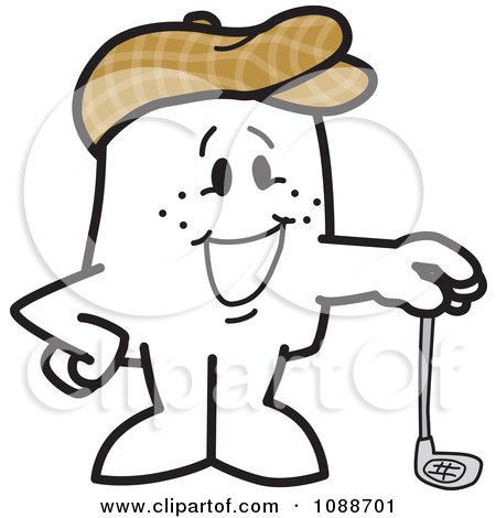 Clipart Squiggle Guy With A Golf Club - Royalty Free Vector Illustration by Mascot Junction