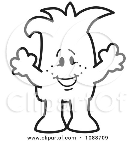 Clipart Squiggle Guy Holding His Arms Up - Royalty Free Vector Illustration by Mascot Junction