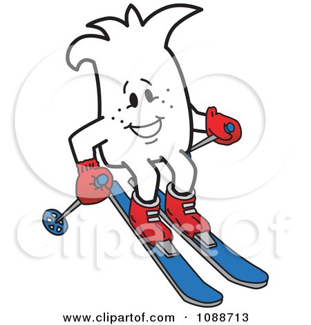 Clipart Squiggle Guy Skiing - Royalty Free Vector Illustration by Mascot Junction
