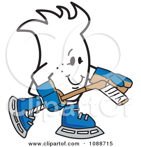 Clipart Squiggle Guy Playing Ice Hockey - Royalty Free Vector Illustration by Mascot Junction