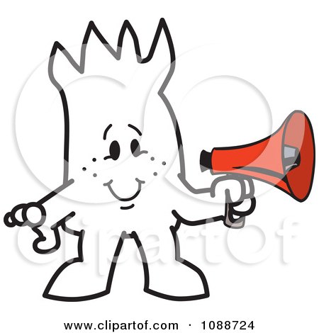 Clipart Squiggle Guy Holding A Megaphone - Royalty Free Vector Illustration by Mascot Junction