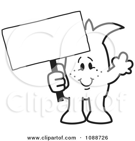Clipart Squiggle Guy Holding A Blank Sign - Royalty Free Vector Illustration by Mascot Junction