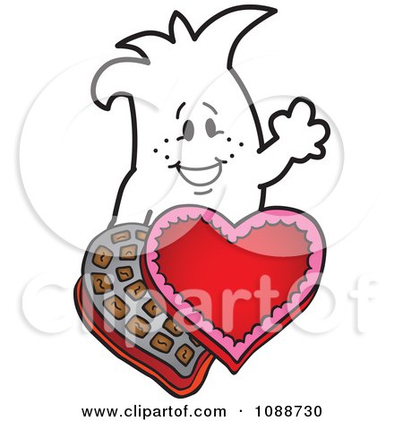 Clipart Squiggle Guy With Valentines Day Candy - Royalty Free Vector Illustration by Mascot Junction