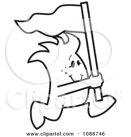 Clipart Squiggle Guy Leading Charge - Royalty Free Vector Illustration by Mascot Junction