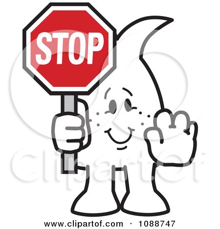 Clipart Squiggle Guy Holding A Stop Sign - Royalty Free Vector Illustration by Mascot Junction