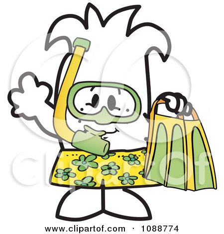 Clipart Squiggle Guy With Snorkel Gear - Royalty Free Vector Illustration by Mascot Junction