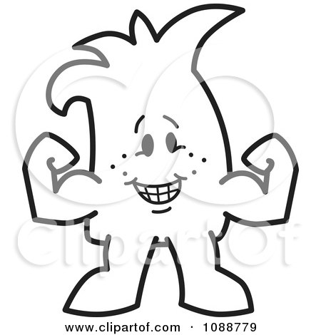 Clipart Squiggle Guy Flexing - Royalty Free Vector Illustration by Mascot Junction