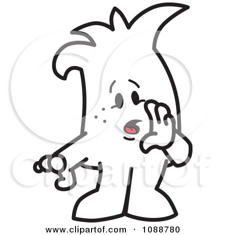 Clipart Squiggle Guy Whispering - Royalty Free Vector Illustration by Mascot Junction