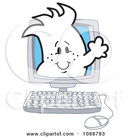 Clipart Squiggle Guy On A Computer Screen - Royalty Free Vector Illustration by Mascot Junction