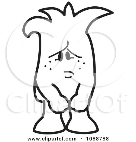 Clipart Sad ANd Lonely Squiggle Guy - Royalty Free Vector Illustration by Mascot Junction