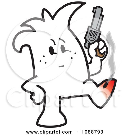 Clipart Squiggle Guy Shooting Himself In The Foot - Royalty Free Vector Illustration by Mascot Junction