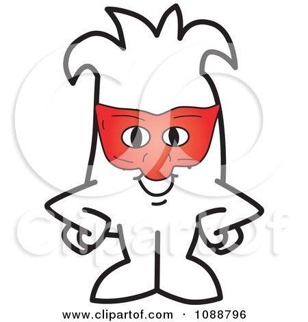 Clipart Squiggle Guy Wearing A Halloween Face Mask - Royalty Free Vector Illustration by Mascot Junction