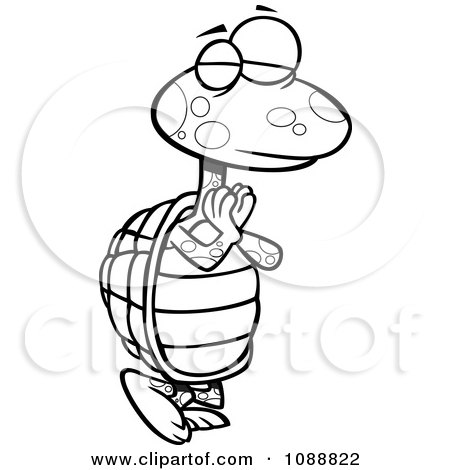 Clipart Outlined Yoga Tortoise In A Pose - Royalty Free Vector Illustration by toonaday