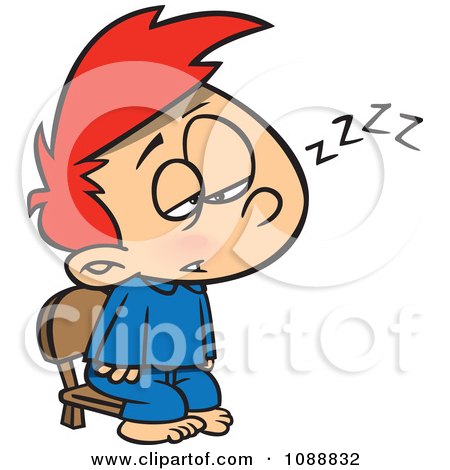 Clipart Exhausted Boy Trying To Stay Awake To See Santa - Royalty Free Vector Illustration by toonaday