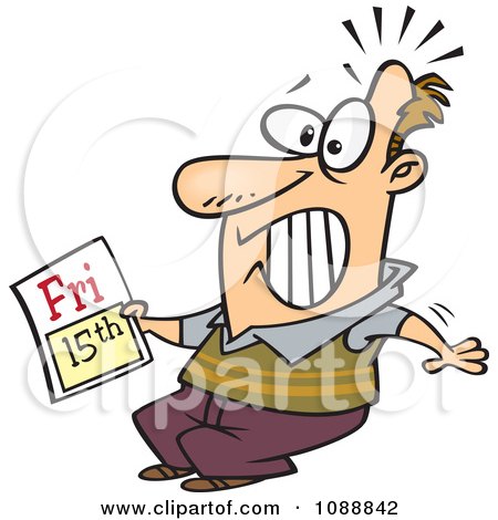 Clipart Man Freaking Out Over Friday The 13th Covered By 15th - Royalty Free Vector Illustration by toonaday