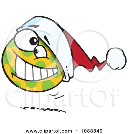 Clipart Spotted Christmas Ball Bouncing - Royalty Free Vector Illustration by toonaday