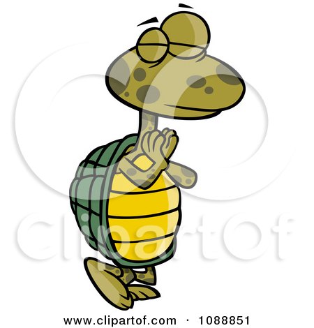 Clipart Standing Yoga Tortoise In A Pose - Royalty Free Vector Illustration by toonaday