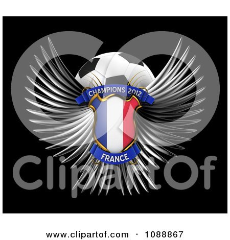 Clipart 3d Winged France Shield And Soccer Ball - Royalty Free CGI Illustration by stockillustrations