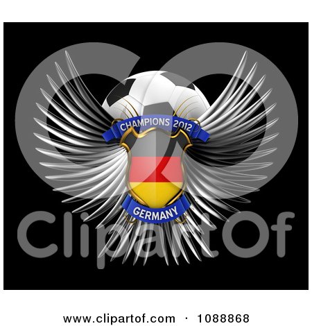 Clipart 3d Winged Germany Shield And Soccer Ball - Royalty Free CGI Illustration by stockillustrations