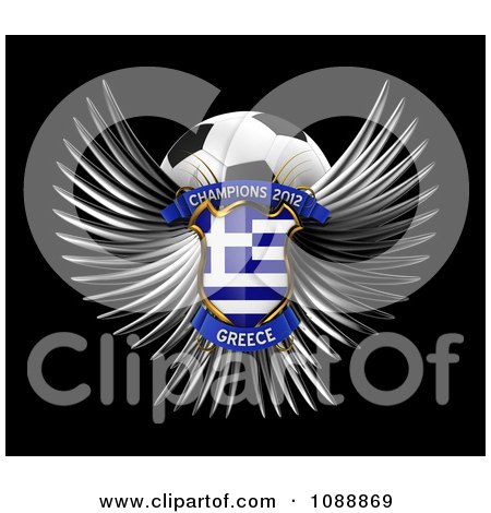 Clipart 3d Winged Greece Shield And Soccer Ball - Royalty Free CGI Illustration by stockillustrations