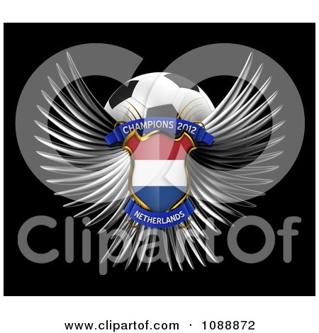 Clipart 3d Winged Netherlands Shield And Soccer Ball - Royalty Free CGI Illustration by stockillustrations
